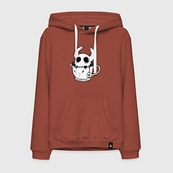 Толстовка-худи хлопковая мужская Hollow Knight рыцарь в чашке, цвет: кирпичный