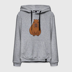 Толстовка-худи хлопковая мужская Капибара сидит и радуется, цвет: меланж