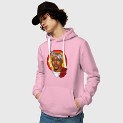 Толстовка-худи хлопковая мужская 2Pac rapper, цвет: светло-розовый — фото 2