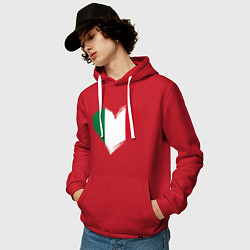 Толстовка-худи хлопковая мужская Сердце - Италия, цвет: красный — фото 2