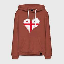 Толстовка-худи хлопковая мужская Сердце - Грузия, цвет: кирпичный