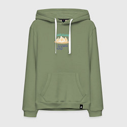 Толстовка-худи хлопковая мужская Хинкальная душа, цвет: авокадо