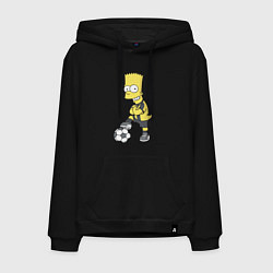 Толстовка-худи хлопковая мужская Барт Симпсон - крутой футбольный форвард, цвет: черный