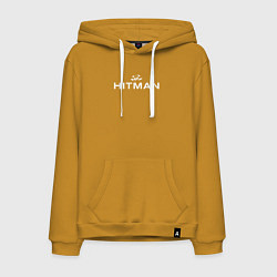 Толстовка-худи хлопковая мужская Hitman - лого, цвет: горчичный
