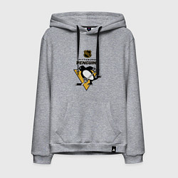 Толстовка-худи хлопковая мужская Питтсбург Пингвинз НХЛ логотип, цвет: меланж