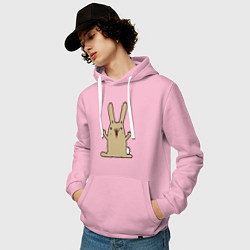 Толстовка-худи хлопковая мужская Rabbit - Smile, цвет: светло-розовый — фото 2