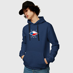 Толстовка-худи хлопковая мужская Флаг Чехии хоккей, цвет: тёмно-синий — фото 2