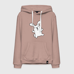 Толстовка-худи хлопковая мужская Happy Bunny, цвет: пыльно-розовый