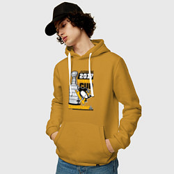 Толстовка-худи хлопковая мужская Питтсбург Пингвинз НХЛ, цвет: горчичный — фото 2
