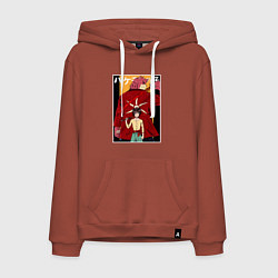 Толстовка-худи хлопковая мужская Kumatetsu and Ren art, цвет: кирпичный