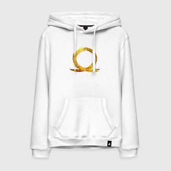 Толстовка-худи хлопковая мужская Golden logo GoW Ragnarok, цвет: белый