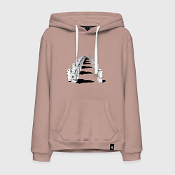 Толстовка-худи хлопковая мужская Человек бензопила - Космонавты, цвет: пыльно-розовый