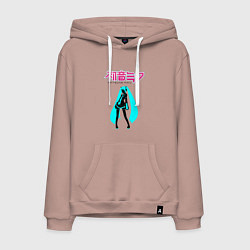 Толстовка-худи хлопковая мужская Вокалоид Хацуне Мику, цвет: пыльно-розовый