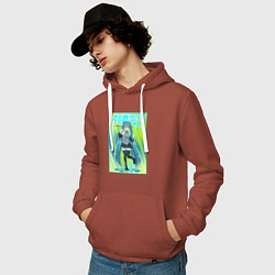 Толстовка-худи хлопковая мужская Хацунэ Мику, цвет: кирпичный — фото 2