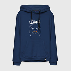 Толстовка-худи хлопковая мужская Blink 182 rock cat, цвет: тёмно-синий
