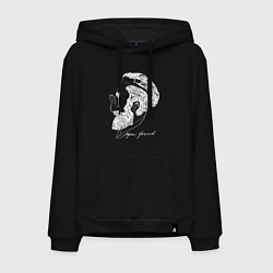 Толстовка-худи хлопковая мужская Портрет Зигмунда Фрейда - иллюзия, цвет: черный