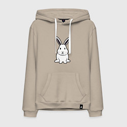 Толстовка-худи хлопковая мужская Снежный кролик, цвет: миндальный