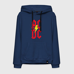 Толстовка-худи хлопковая мужская AC DC logo, цвет: тёмно-синий