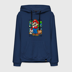 Толстовка-худи хлопковая мужская Супер Марио, цвет: тёмно-синий