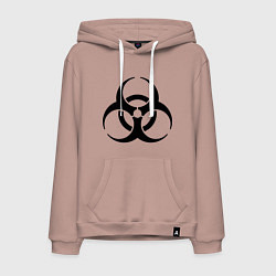 Толстовка-худи хлопковая мужская Biological hazard, цвет: пыльно-розовый