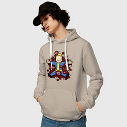 Толстовка-худи хлопковая мужская Vault boy caps, цвет: миндальный — фото 2