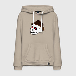 Толстовка-худи хлопковая мужская Череп в шляпке, цвет: миндальный