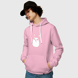Толстовка-худи хлопковая мужская Круглый кролик, цвет: светло-розовый — фото 2
