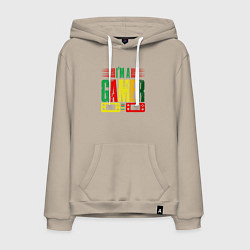 Толстовка-худи хлопковая мужская Я геймер, цвет: миндальный