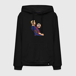 Толстовка-худи хлопковая мужская Messi Barcelona, цвет: черный