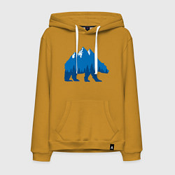 Толстовка-худи хлопковая мужская Bear mountains, цвет: горчичный