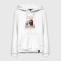 Толстовка-худи хлопковая мужская Drink Coffee, Read Books, Be Happy, цвет: белый
