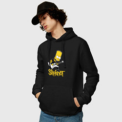 Толстовка-худи хлопковая мужская Slipknot Барт Симпсон рокер, цвет: черный — фото 2