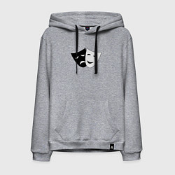 Толстовка-худи хлопковая мужская Театральные маски грусти и радости, цвет: меланж