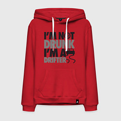 Толстовка-худи хлопковая мужская Я не пьяный, я дрифтер, цвет: красный