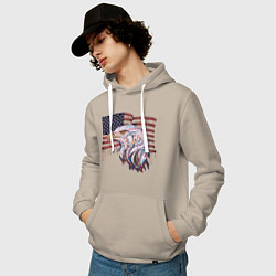 Толстовка-худи хлопковая мужская American eagle, цвет: миндальный — фото 2