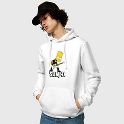 Толстовка-худи хлопковая мужская Sum41 Барт Симпсон рокер, цвет: белый — фото 2