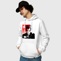 Толстовка-худи хлопковая мужская Billy Idol musician, цвет: белый — фото 2