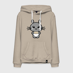Толстовка-худи хлопковая мужская Baby Totoro, цвет: миндальный