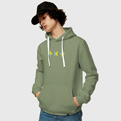 Толстовка-худи хлопковая мужская TXT logo, цвет: авокадо — фото 2