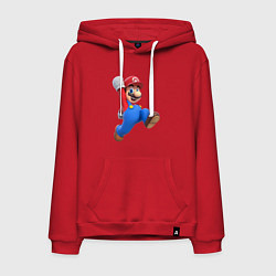 Толстовка-худи хлопковая мужская Марио прыгает, цвет: красный
