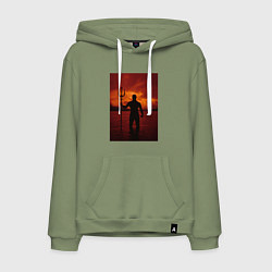 Толстовка-худи хлопковая мужская Нептун в море, цвет: авокадо