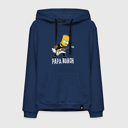 Толстовка-худи хлопковая мужская Papa Roach Барт Симпсон рокер, цвет: тёмно-синий