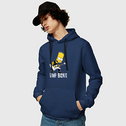 Толстовка-худи хлопковая мужская Limp Bizkit Барт Симпсон рокер, цвет: тёмно-синий — фото 2