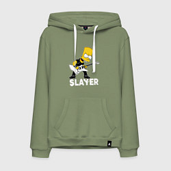 Толстовка-худи хлопковая мужская Slayer Барт Симпсон рокер, цвет: авокадо