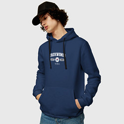Толстовка-худи хлопковая мужская Тхэквондо varsity style, цвет: тёмно-синий — фото 2