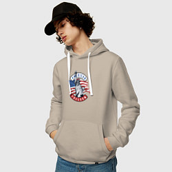 Толстовка-худи хлопковая мужская American freedom, цвет: миндальный — фото 2