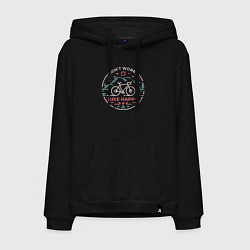 Толстовка-худи хлопковая мужская Dont worry bike happy, цвет: черный