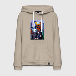 Толстовка-худи хлопковая мужская Subnautica морские чудовища, цвет: миндальный