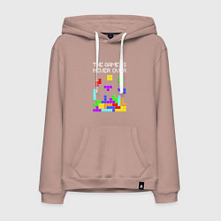 Толстовка-худи хлопковая мужская Tetris - the game is never over, цвет: пыльно-розовый
