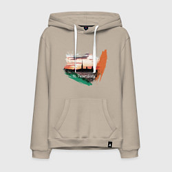 Толстовка-худи хлопковая мужская Питер Петропаловка, цвет: миндальный